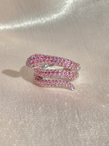 14k Pink Diamond Pavé Snake Ring 2 cts