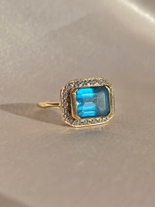 Vintage 14k Topaz Diamond Cocktail Ring