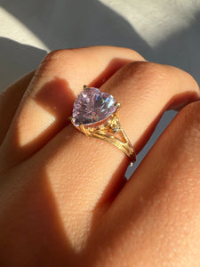 Vintage 10k Lilac Zirconia Diamond Heart Ring