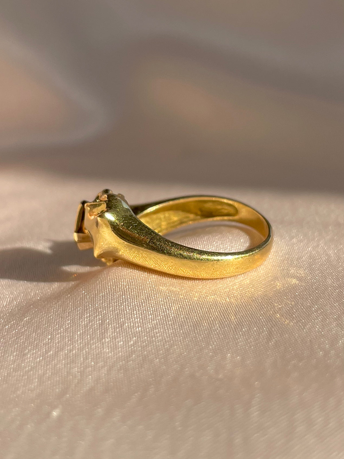Vintage 18k Emerald Diamond Panther Duo Ring