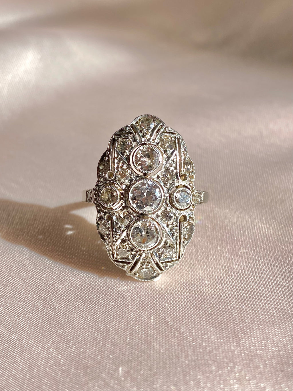 Antique 14k Diamond Pave Art Deco Ring 1.10cts