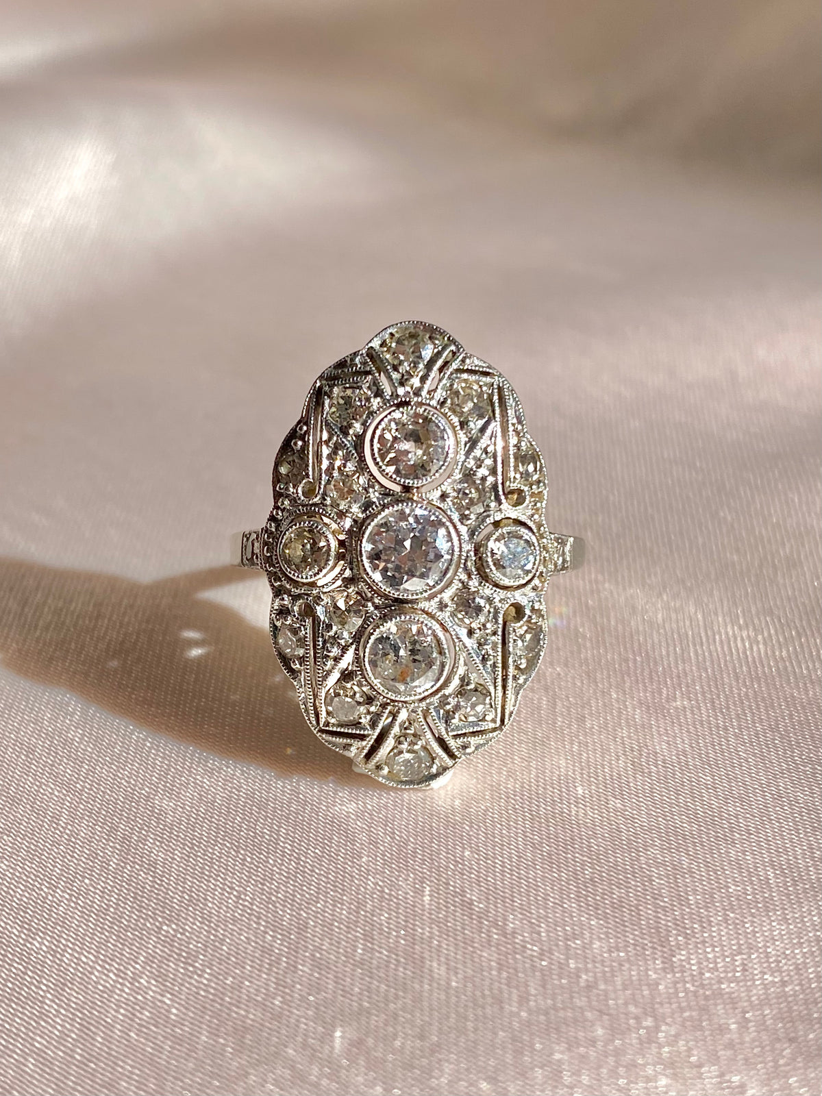 Antique 14k Diamond Pave Art Deco Ring 1.10cts