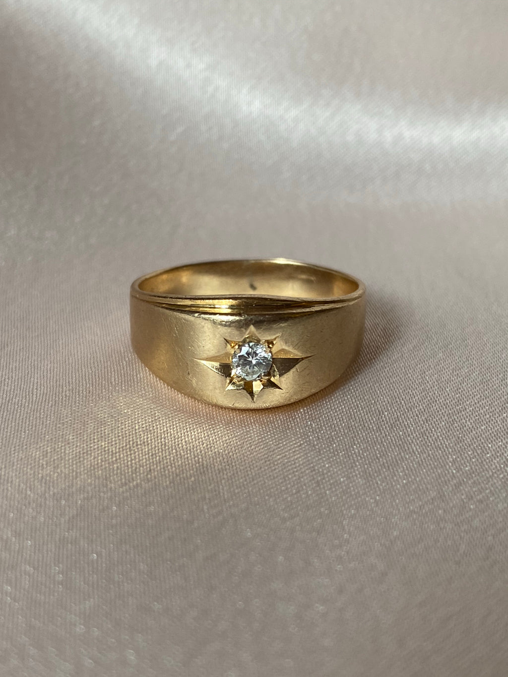 Vintage 14k Solitaire Gypsy Diamond Ring