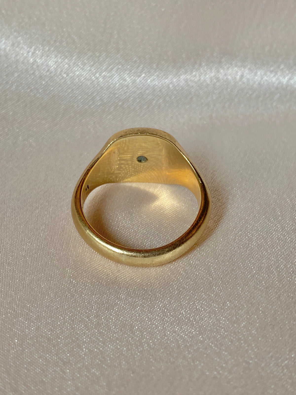 Vintage 9k Solitaire Diamond Gypsy Signet 1971