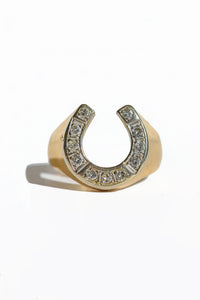 Vintage 14k Diamond Horseshoe Chunky Ring