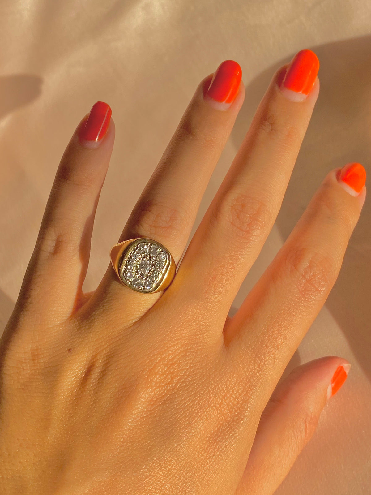 Vintage 9k Diamond Champion Signet Ring