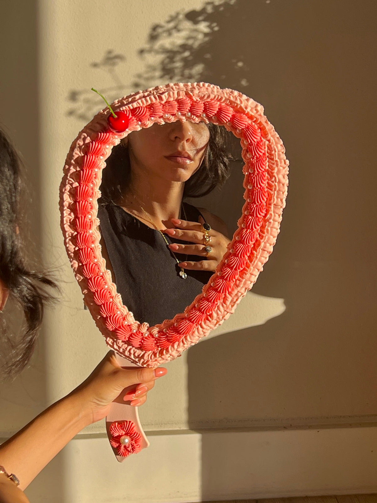 Cherry Pearl Fake Cake Mirror
