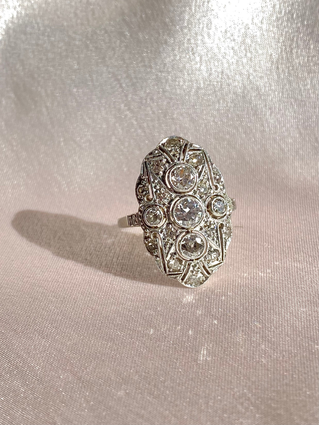 Antique 14k Diamond Pave Art Deco Ring 1.10cts
