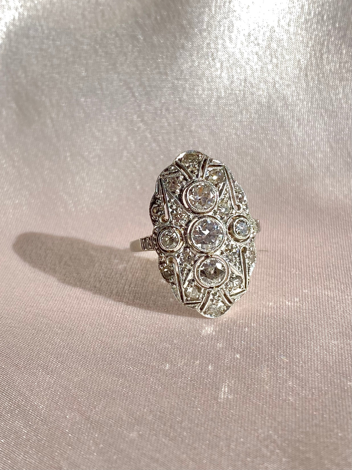 Antique 14k Diamond Pave Art Deco Ring 1.10cts