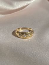 Load image into Gallery viewer, Antique 9k Trinity Starburst Diamond Gypsy Ring Wide Band
