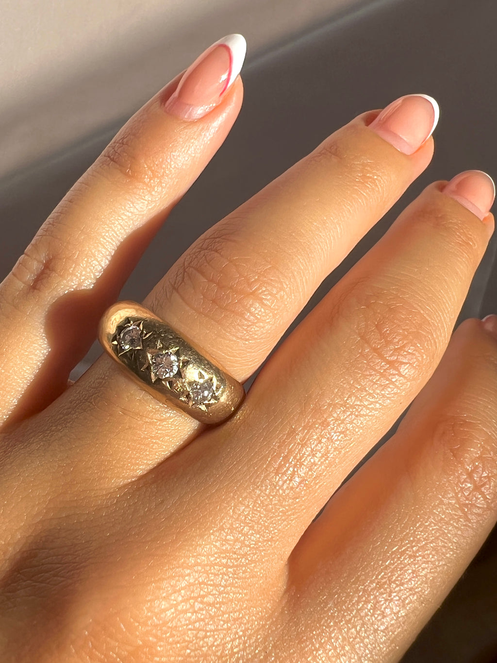 Vintage 9k Diamond Trilogy Starburst Revival Ring 1988