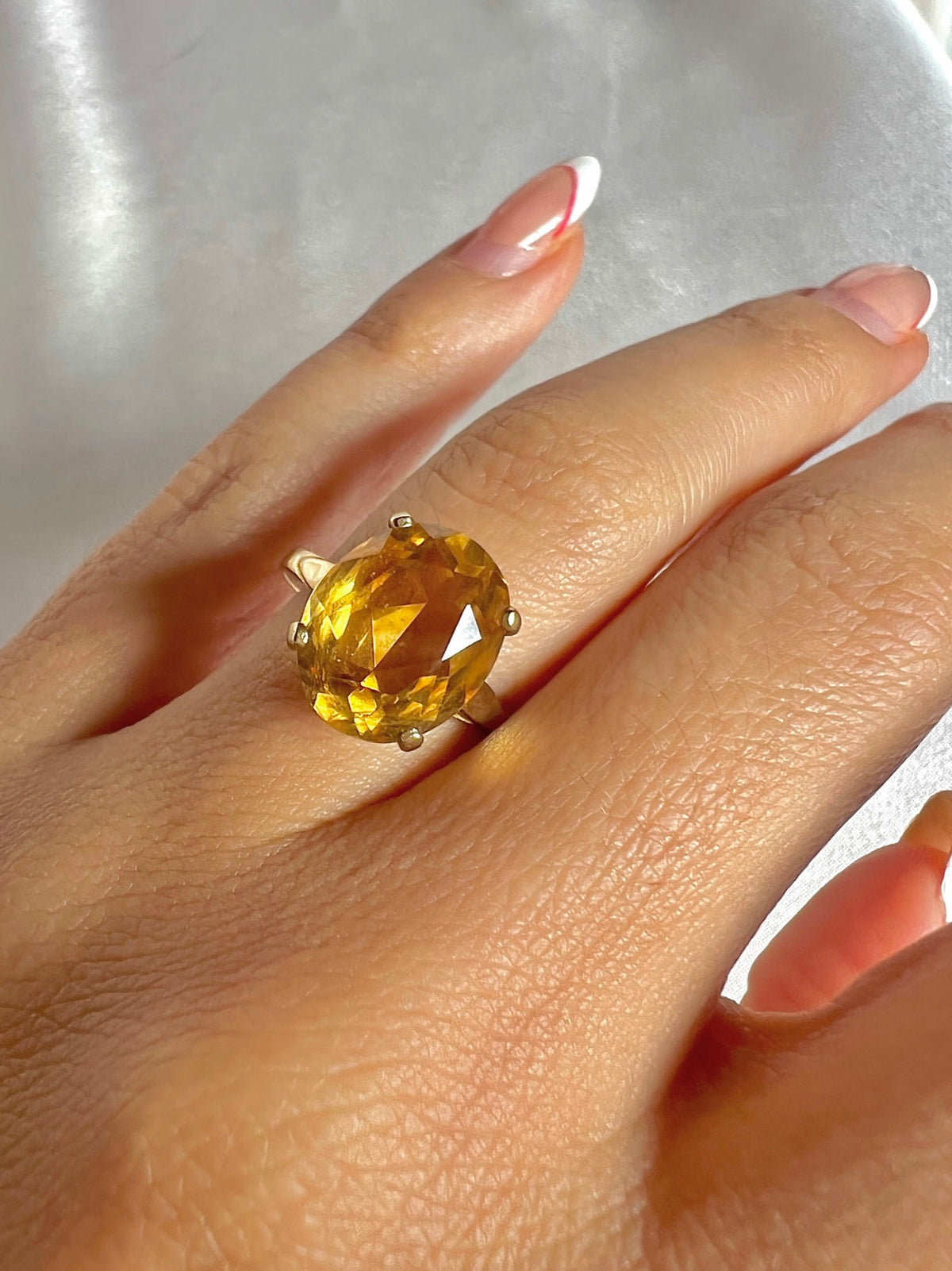 Antique 9k Citrine Cocktail Ring 1912 
