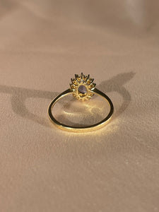Vintage 9k Tanzanite Diamond Oval Cluster Ring