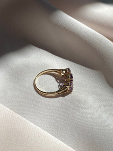 10k Tiered Amethyst Diamond Ring