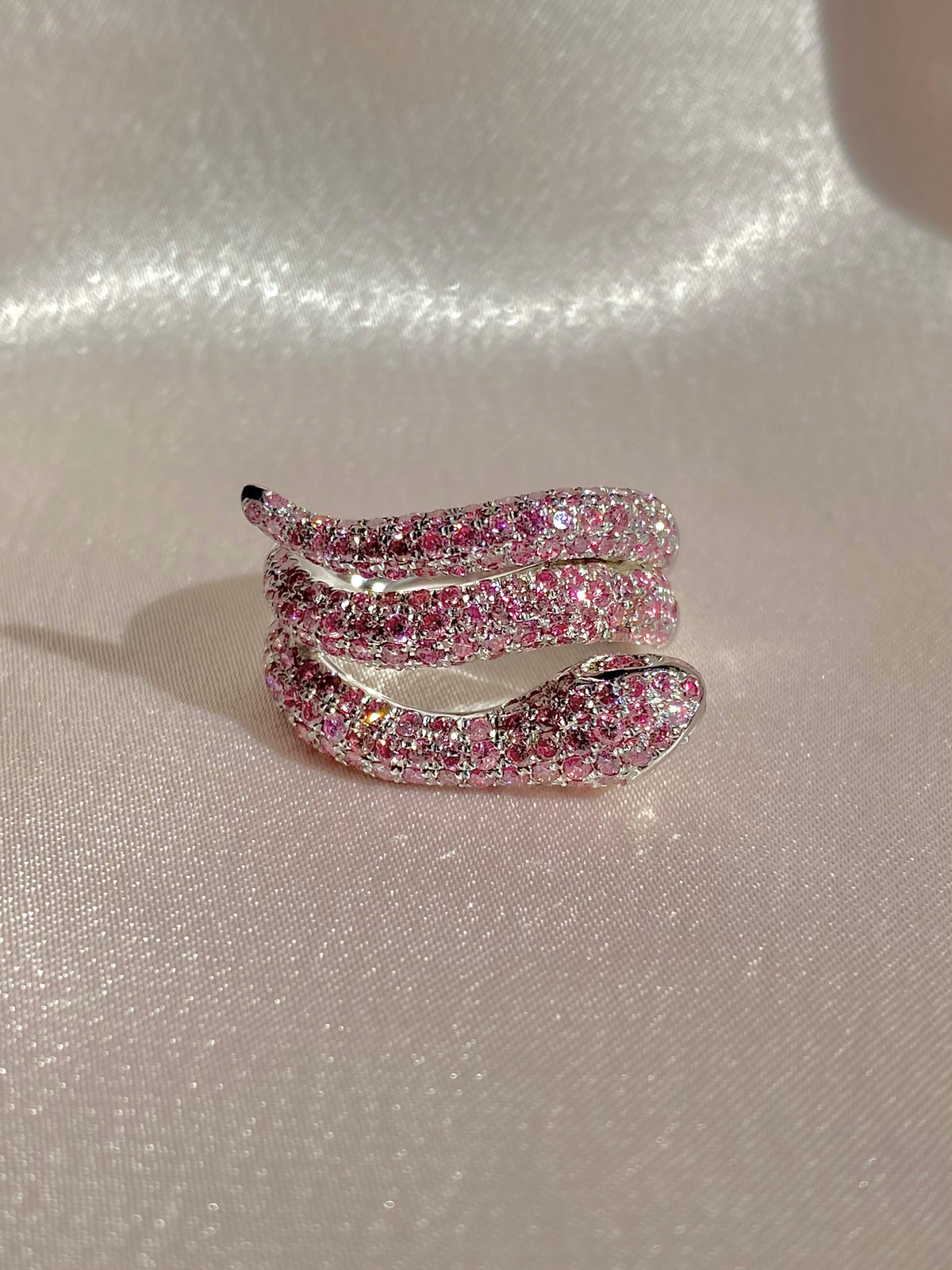 14k Pink Diamond Pavé Snake Ring 2 cts