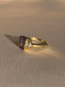 Vintage 9k Amethyst Diamond Scroll Ring