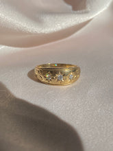 Load image into Gallery viewer, Antique 9k Trinity Starburst Diamond Gypsy Ring Wide Band
