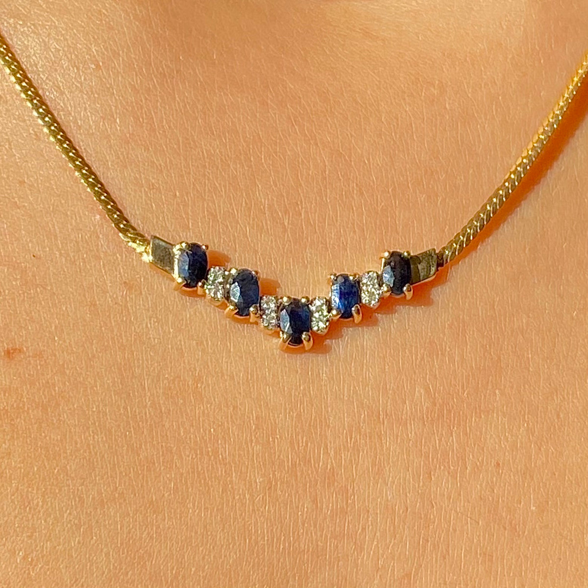 Vintage 10k Spinel Diamond Bib Necklace