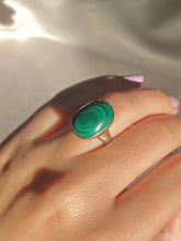 Load image into Gallery viewer, Vintage 10k Malachite Bezel Ring
