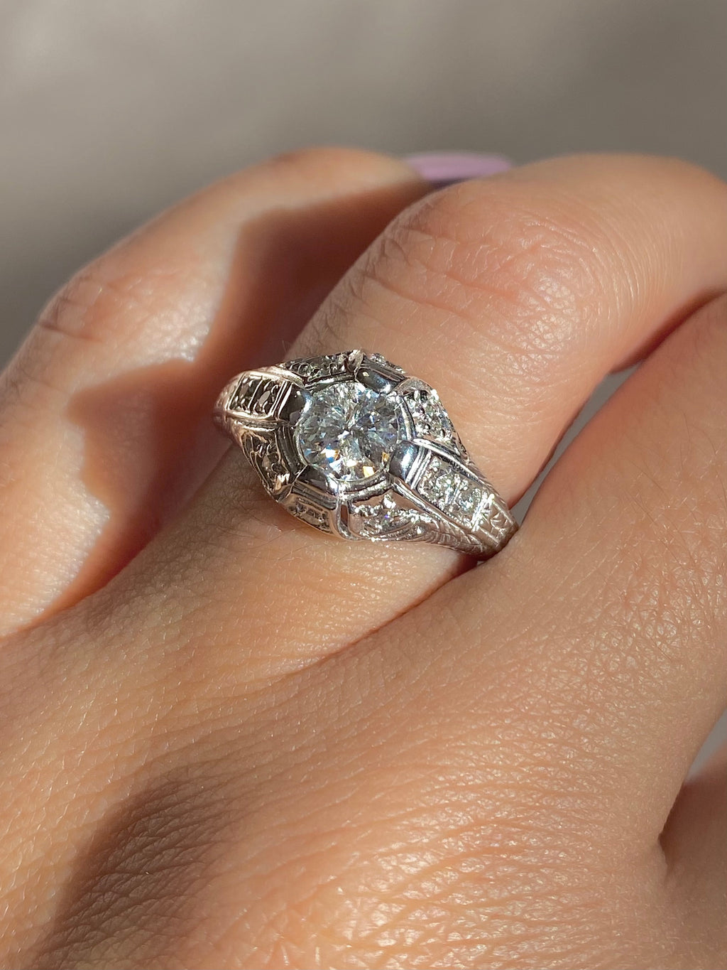 Vintage 14k Diamond Engagement Ring 0.80ctw