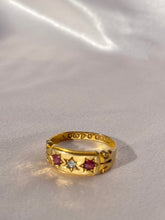 Load image into Gallery viewer, Antique Edwardian 18k Gypsy Ruby Diamond 1899 Ring
