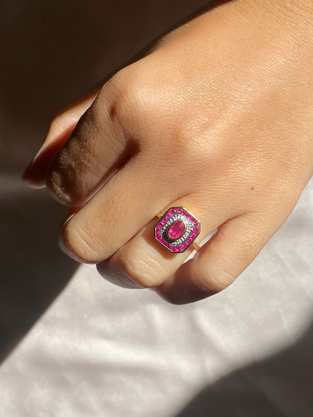 Ruby Diamond Target Deco Ring
