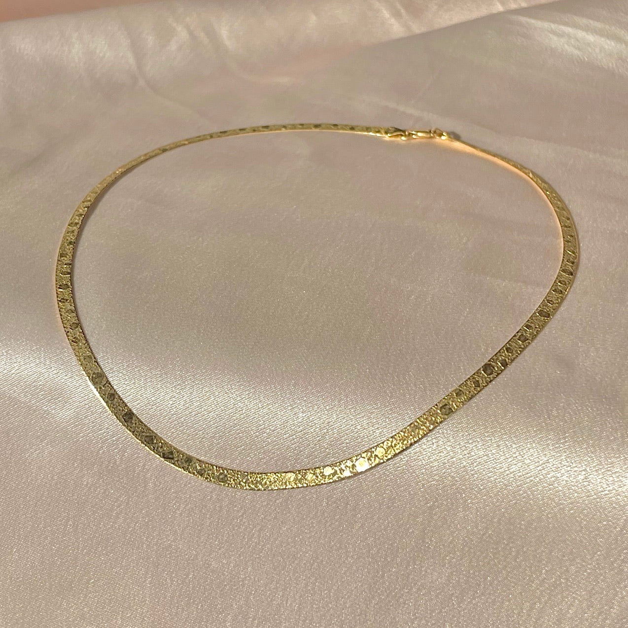 Vintage 14k Patterned Reversible Herringbone Chain 16