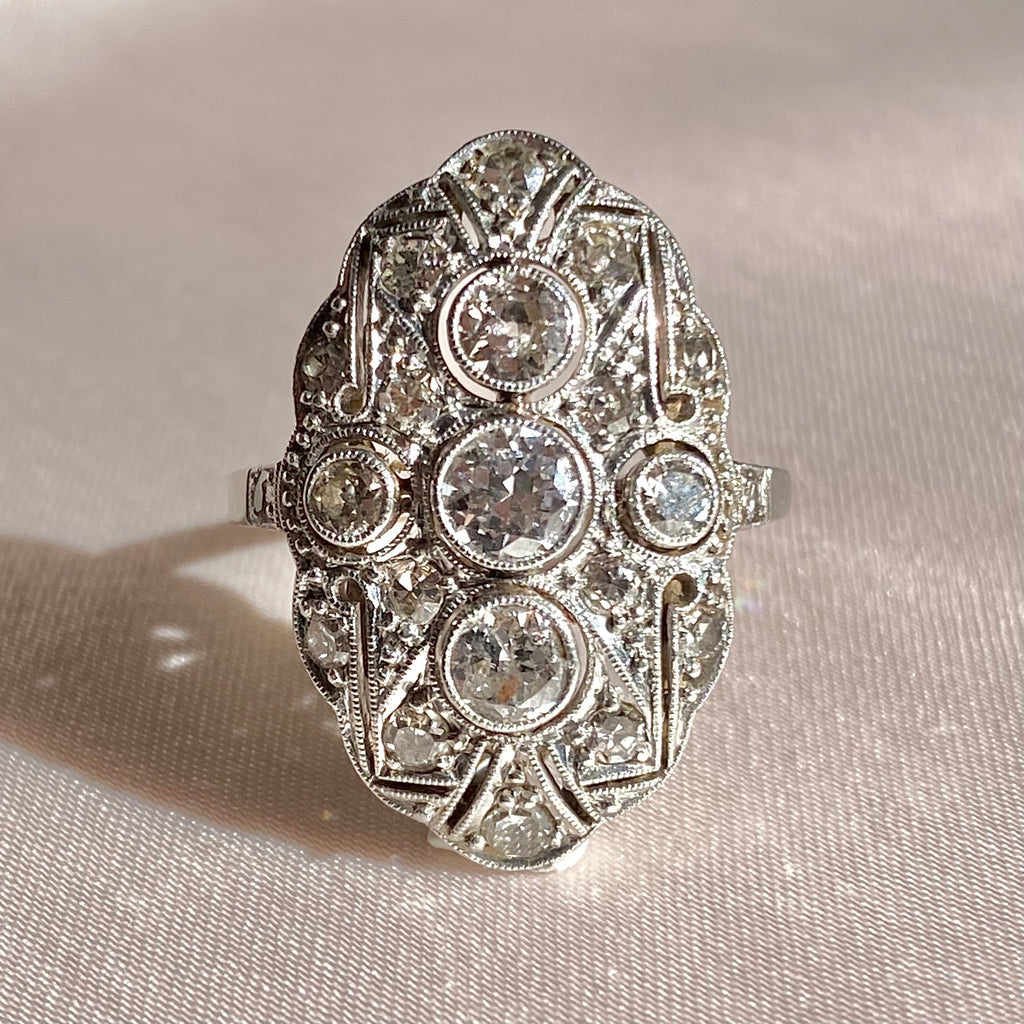Antique 14k Diamond Pave Art Deco Ring 1.10cts