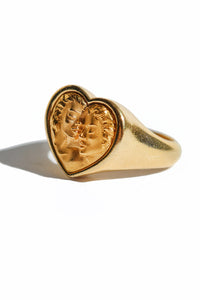 Vintage 18k Adam + Eve Heart Carrera y Carrera Signet Ring