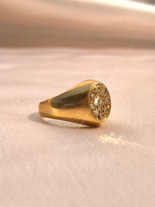 Vintage 9k Diamond Cluster Signet Ring