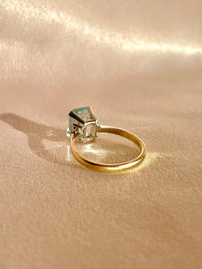 Vintage 18k White Gold  Aquamarine Diamond Ring 1978
