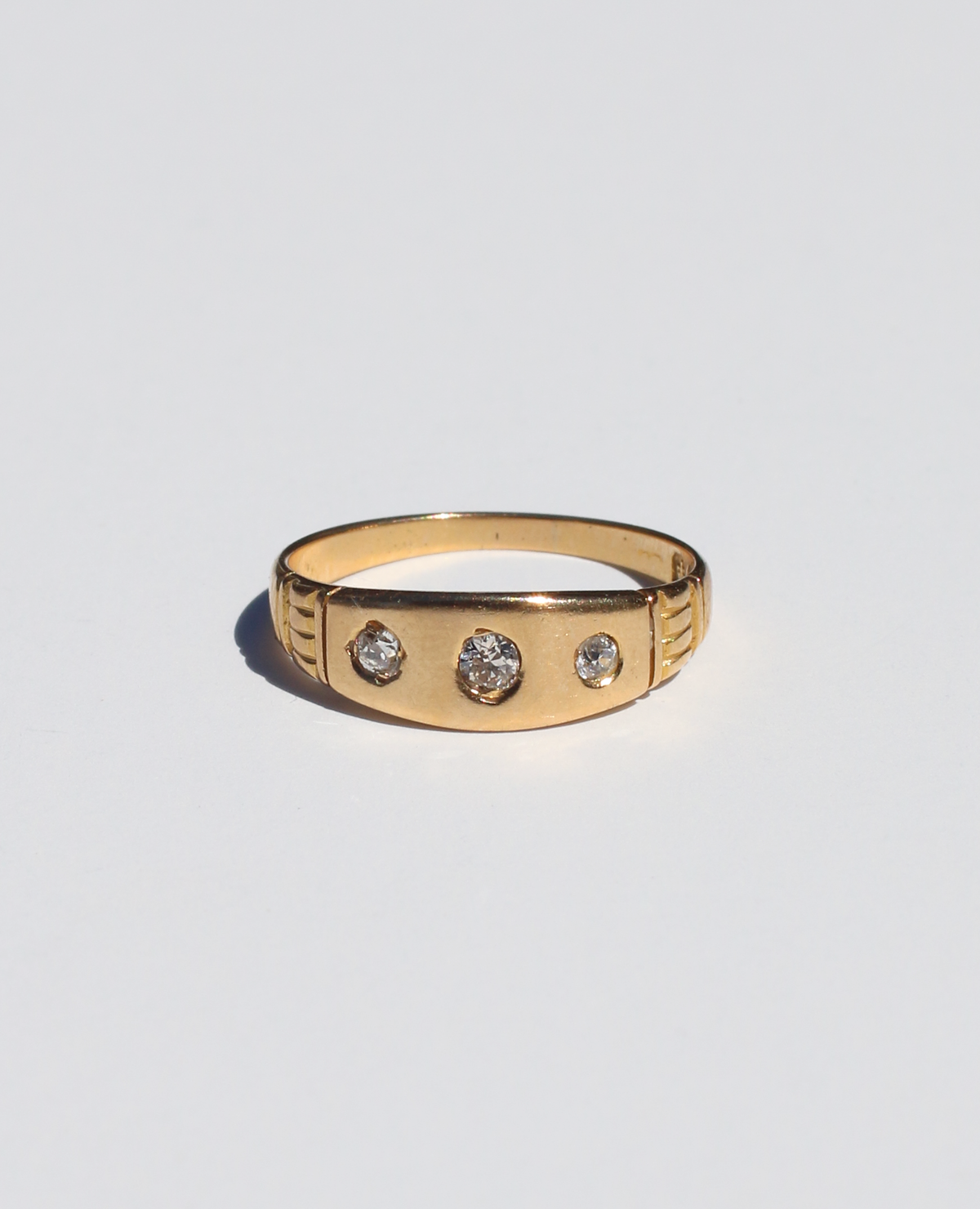 Antique 18k Flush Diamond Dot Trilogy Band 1888