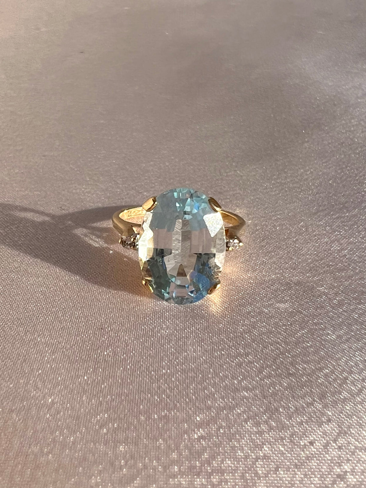 Vintage 14k Aquamarine Diamond Cocktail Ring