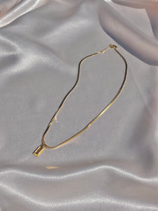 Vintage 14k Gold Bar Ingot Cuban Chain Necklace