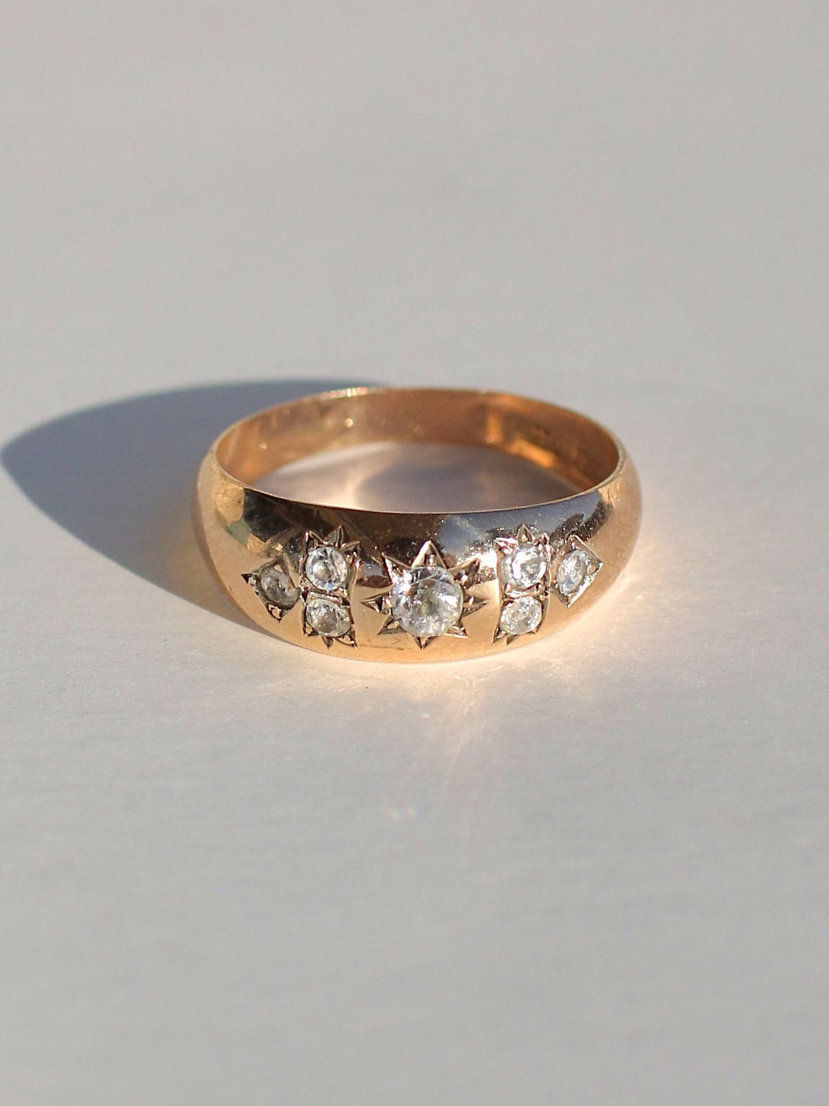 Antique 9k Crystal Rose Cut Starburst Ring