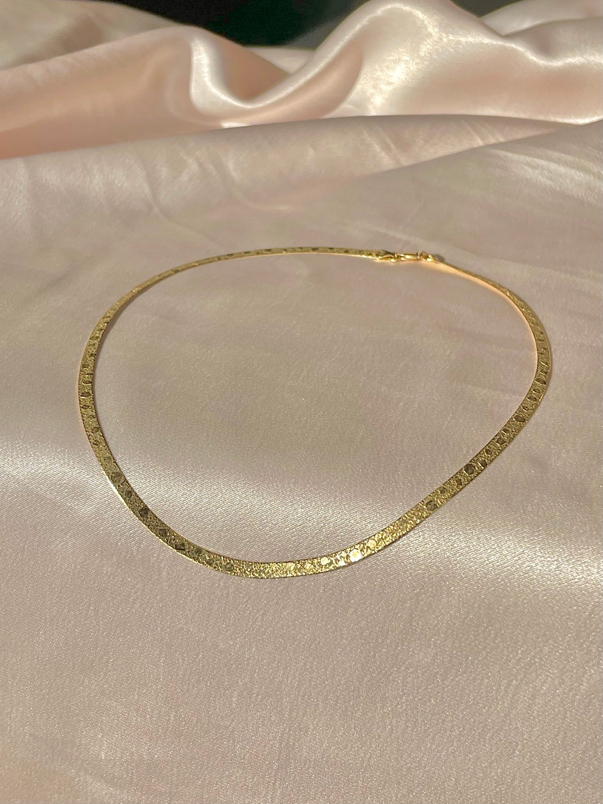 Vintage 14k Patterned Reversible Herringbone Chain 16"