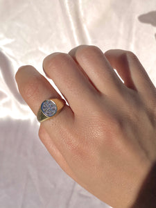 Vintage 9k Oval Diamond Cluster Signet Ring