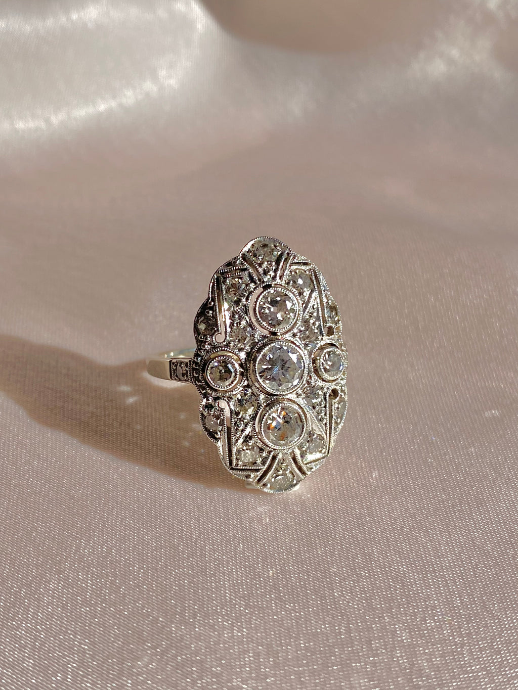Antique 14k Diamond Pave Art Deco Ring 1.10cts