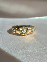 Load image into Gallery viewer, Antique 9k Grey Pearl Trilogy Starburst Gypsy Ring
