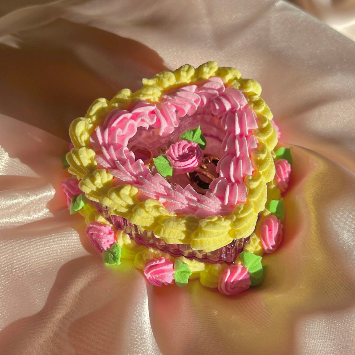 Rose Fake Cake Heart Jewelry Dish
