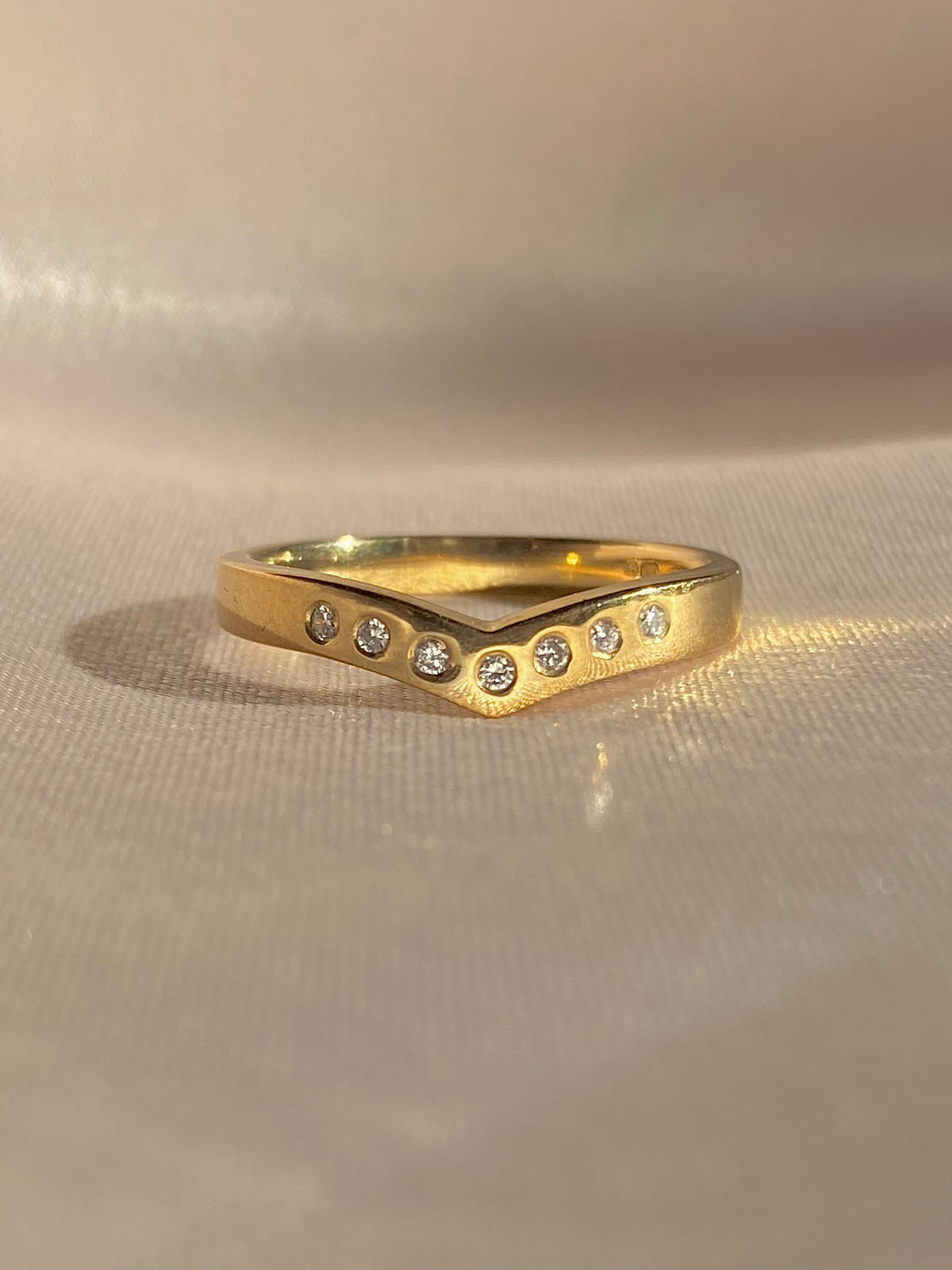 Set of Two Vintage 9k Diamond Chevron Rings