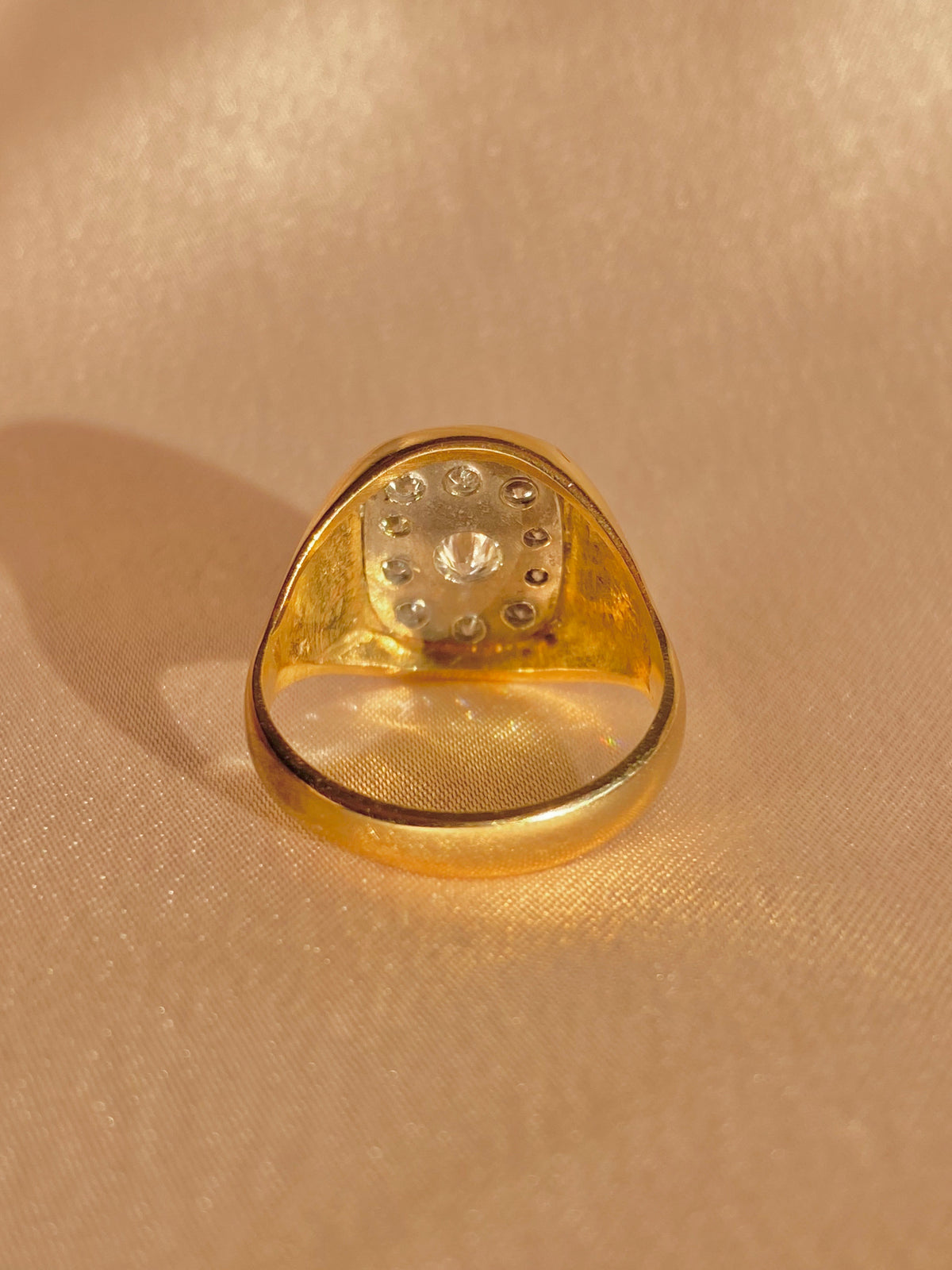 Vintage 9k Diamond Champion Signet Ring