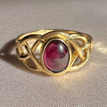 Vintage 9k Garnet Cabochon Lattice Ring 