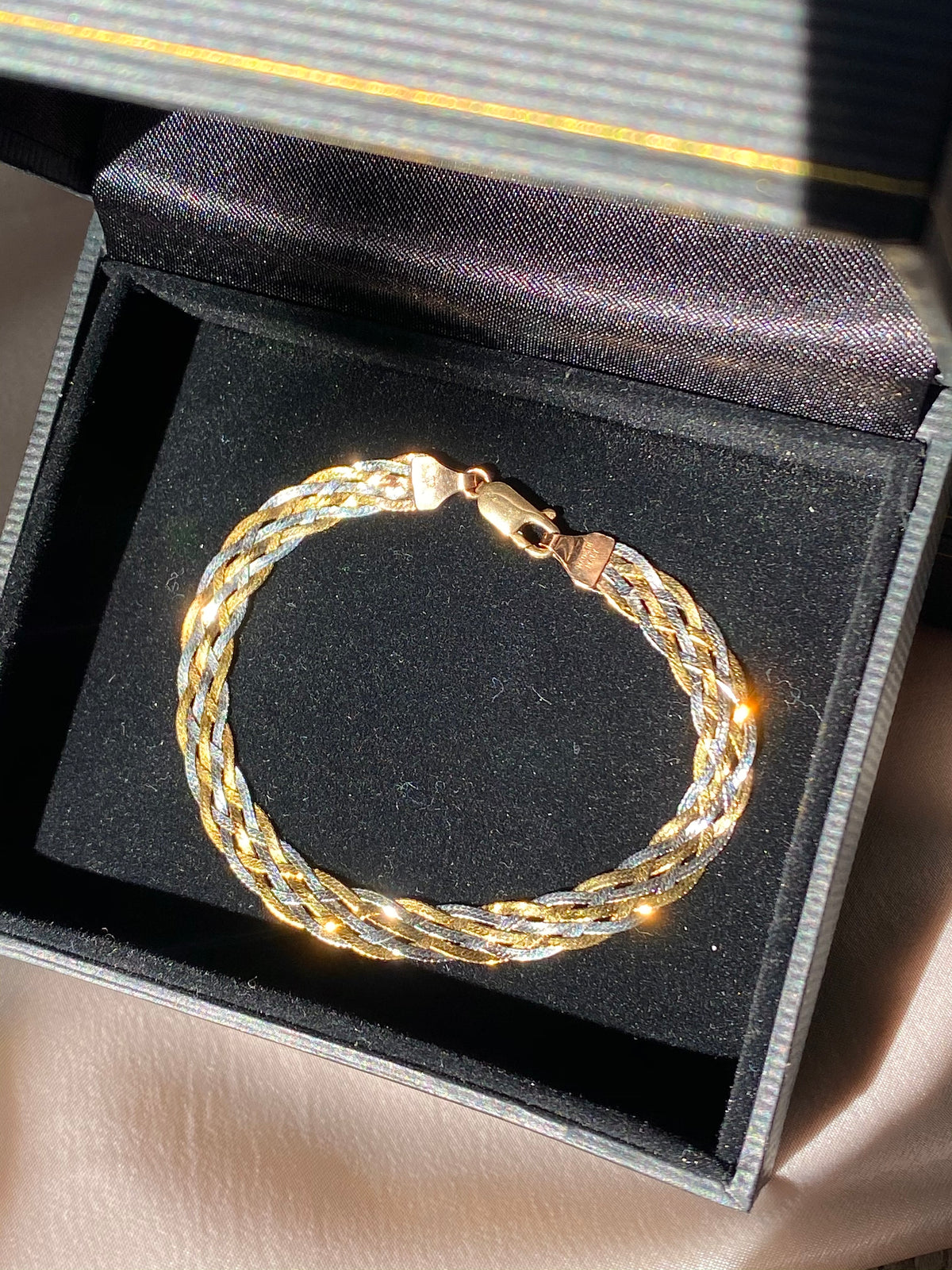 Vintage 9k Two-Tone Weave Bracelet