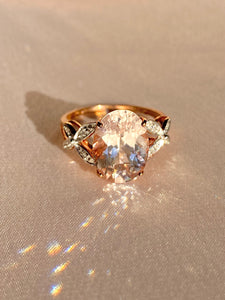 Vintage 9k Morganite Diamond Butterfly Ring