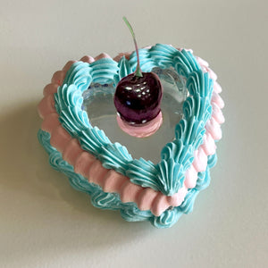 Pastel Cherry Fake Cake Heart Jewelry Dish
