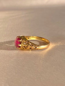 Antique Synthetic Ruby Filigree Ring