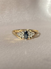 Load image into Gallery viewer, Vintage 9k Marquise Sapphire Diamond Ring
