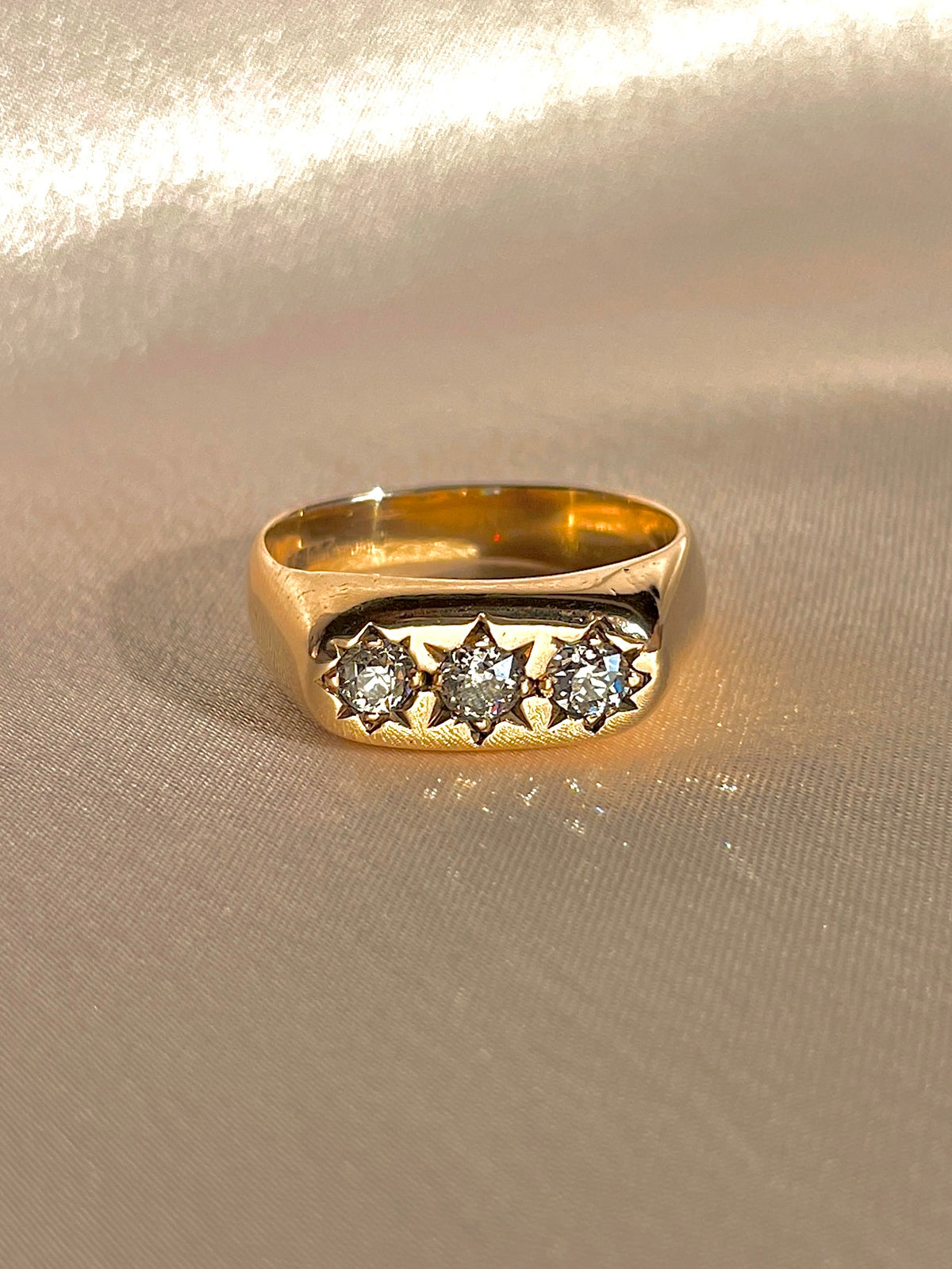 Vintage 14k Old European Diamond Trilogy Starburst Ring 1998 0.60 cts