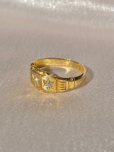 Load image into Gallery viewer, Antique 18k Paneled Trilogy Starburst Gypsy Ring 1900s
